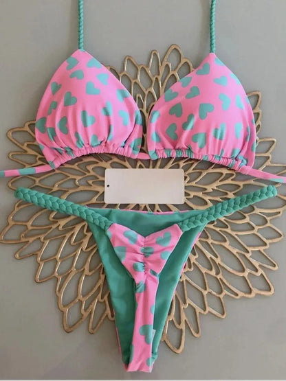 Shop High Waist Zebra Print Thong Bikini Set - Brazilian Swimwear for Women