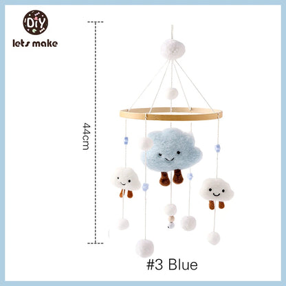 Let's Make Wooden Baby Rattles Soft Felt Cartoon Bear Cloudy Star Moon Hanging Bed Bell Mobile Crib Montessori Education Toys