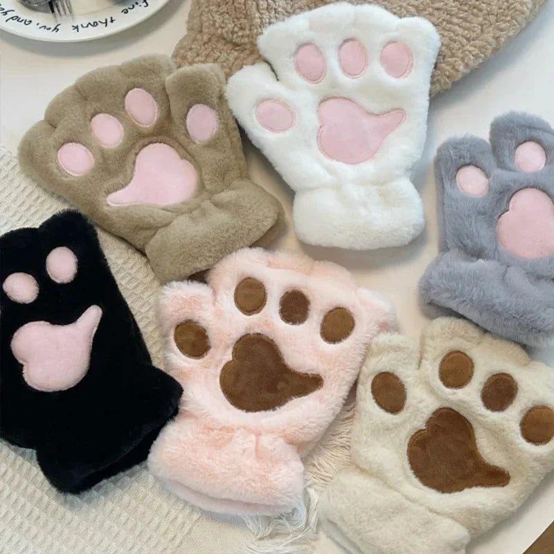 Soft Plush Cat Claw Mittens