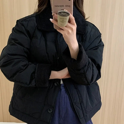 2024 new short Korean style women's winter loose cotton coat thickened small fragrant cotton coat trendy fashion jacket
