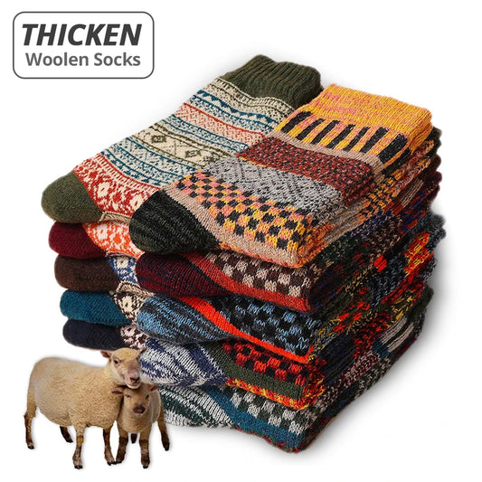 5 Pairs Winter Men's Thicken Sheep's Wool Socks