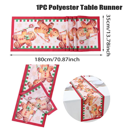 Christmas Table Runner Merry Christmas Decoration for Home Xmas Decor 2024 Navidad Notal Noel Xmas Ornament Happy New Year 2025