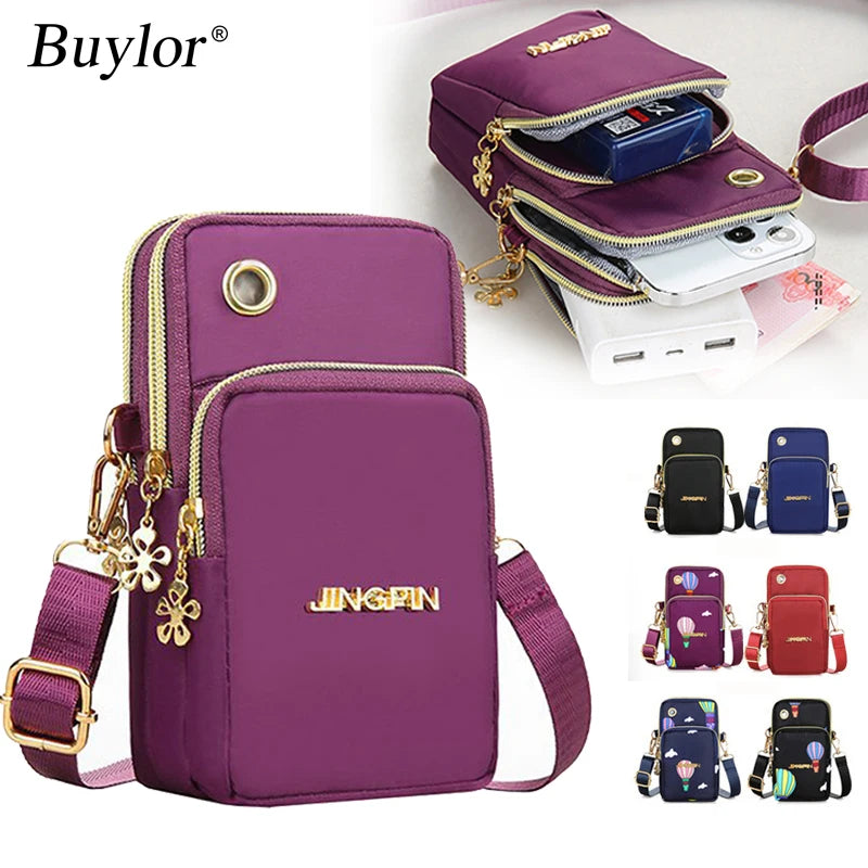 Shop Stylish Crossbody Phone Bag for Women - 3-Layer Wallet with Headphone Port