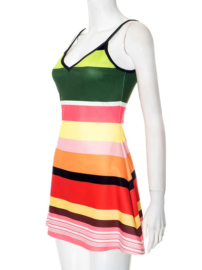 Fantoye Print Zebra Sexy V-neck Women Dress Spaghetti Strap Mini Dress Female Summer Slim Elegant Vacation Party Beachwear 2025