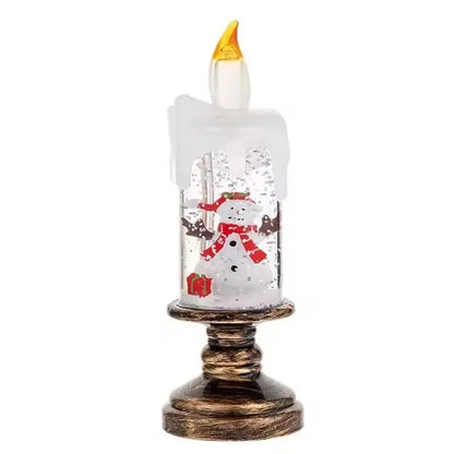 Christmas decorations wind lamp candle candlestick snow snowflake music box creative Xmas gift scene arrangement