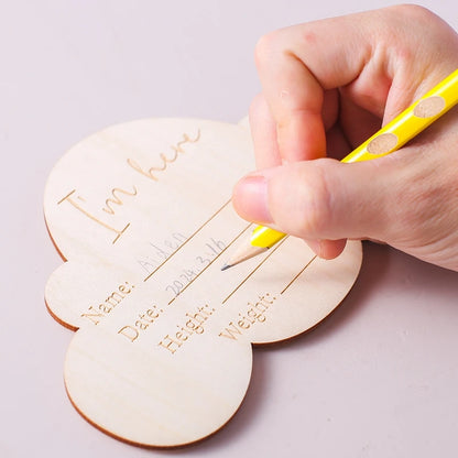 2Pcs Baby Wooden Balloon Milestone Cards Photography Accessories Baby Photography Shooting Props For Newborn Birthing Gifts