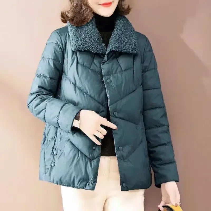 2024 New Winter Fashionable Cotton-padded Coat Lightweight Wool Blend Jacket Loose-fit Cropped Women's Outerwear