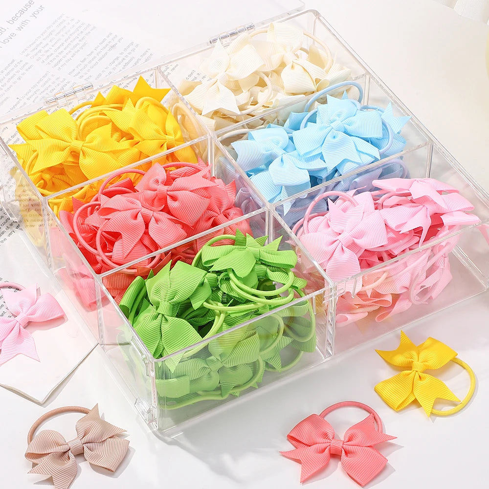 20Pcs/lot Girls Ribbon Hair Bows Rubber Band Kids Lovely Cheer Bowknot Hairband Boutique Children Headband headdress BABY BOWS