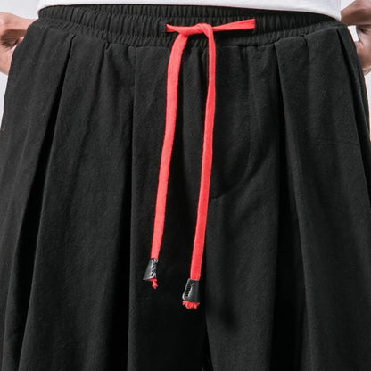 New Oversized Men Harem Pants Loose Chinese Style Cotton and Linen Sweatpants Joggers High Quality Casual Trousers Men