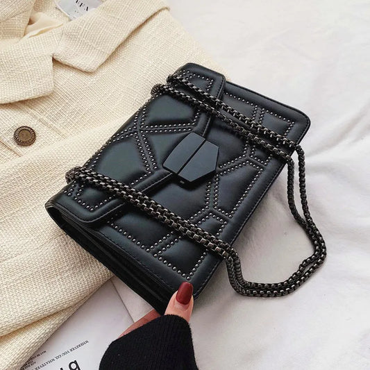 Shop Vintage Rivet Chain Crossbody Bag - Chic PU Leather Handbag