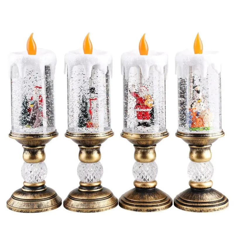 Christmas decorations wind lamp candle candlestick snow snowflake music box creative Xmas gift scene arrangement