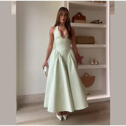 Fashion Solid Long Denim Vestidos Women Sleeveless OffShoulder Lace Up Backless Square Neck Jeans Dresses 2025 Chic Street Wear