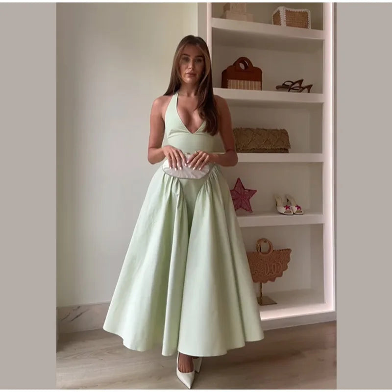 Fashion Solid Long Denim Vestidos Women Sleeveless OffShoulder Lace Up Backless Square Neck Jeans Dresses 2025 Chic Street Wear