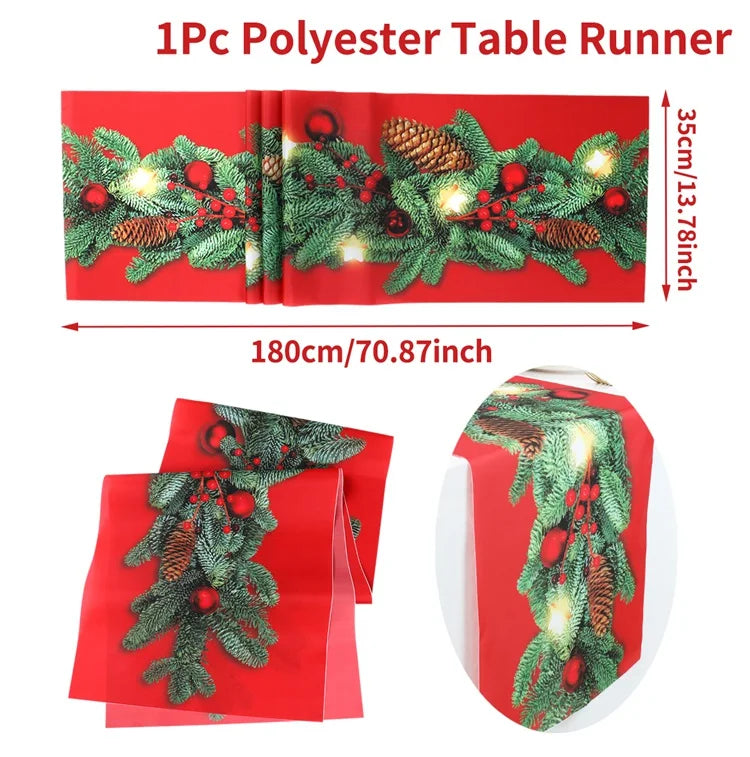 Christmas Table Runner Merry Christmas Decoration for Home Xmas Decor 2024 Navidad Notal Noel Xmas Ornament Happy New Year 2025