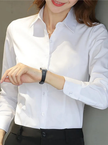 Shop Women's White Long-Sleeve Formal Shirt - Professional & Stylish Workwear