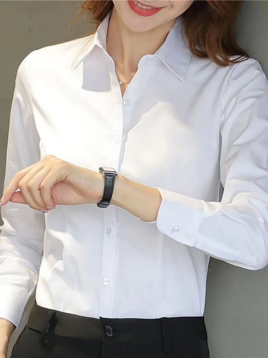 Shop Women's White Long-Sleeve Formal Shirt - Professional & Stylish Workwear