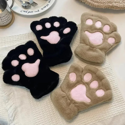 Soft Plush Cat Claw Mittens