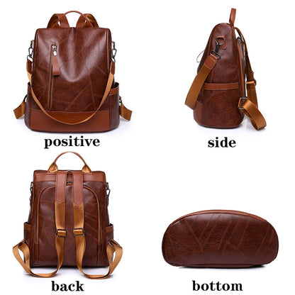 Shop Women's Designer Leather Backpack - High Quality, Fashionable, Large Capacity, Antitheft