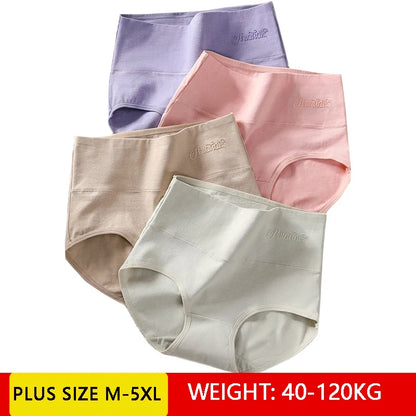 Shop 4-Piece High Waist Cotton Slimming Panties - Plus Size Breathable Briefs for Women