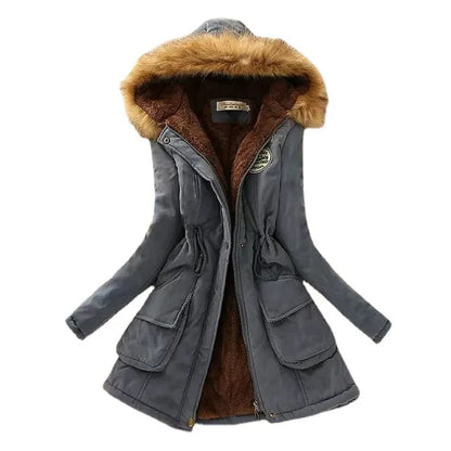 Shop Autumn Winter Women's Cotton Padded Slim Hooded Parka