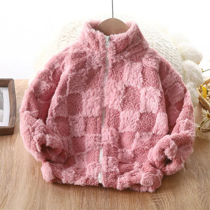 Shop Kids' Thermal Fleece Jacket - Warm Faux Fur Zipper Coat