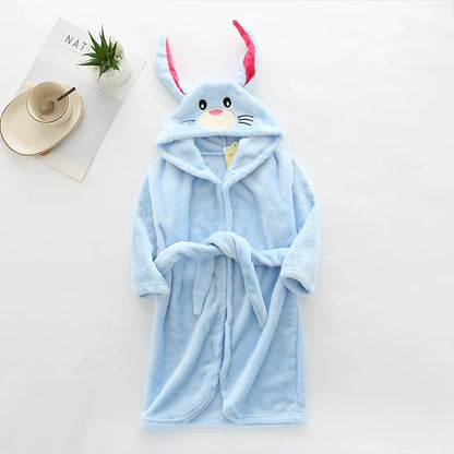 Boys Girls Hooded Bathrobe Toddler Rabbit Anime Cartoon Towel Beach Children's Sleepwear Baby Kids Bath Robes Pyjamas Nightgown