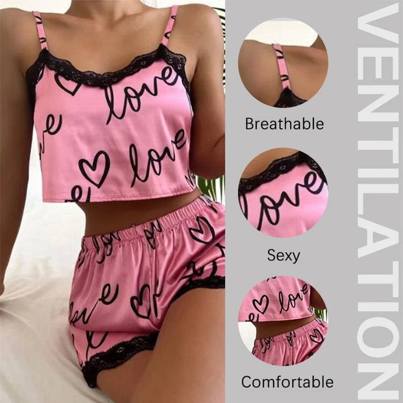 Shop 2-Piece Women's Pajama Shorts Set - Sexy Print Sleepwear