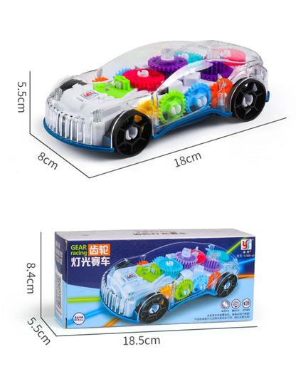 Light Up Transparent Gears Police Car Toy for Kids Bump and Go Toy Car for Boys Girl Educational Baby Toys Car Music LED Effects