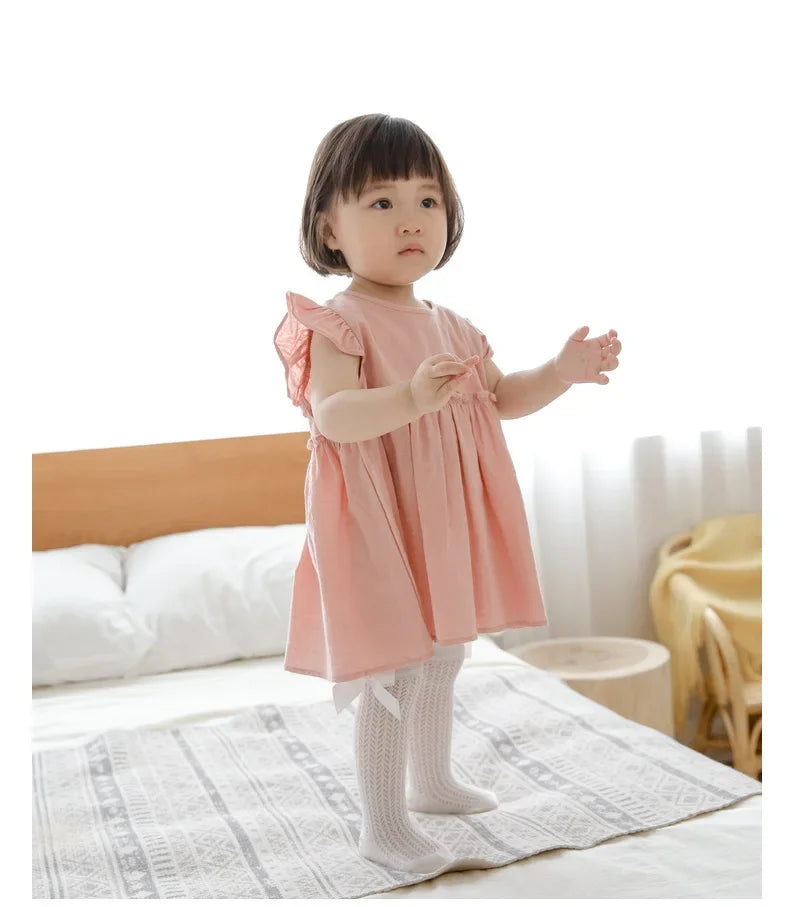 Summer Mesh Baby Girls Socks Cute Big Bows Soft Cotton Elastic White Red Newborn Stockings Knee High Long for Toddler Socks