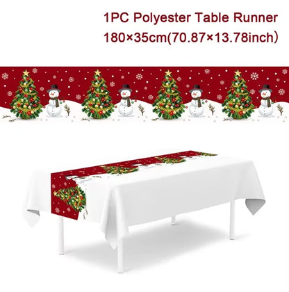 Christmas Table Runner Merry Christmas Decoration for Home Xmas Decor 2024 Navidad Notal Noel Xmas Ornament Happy New Year 2025