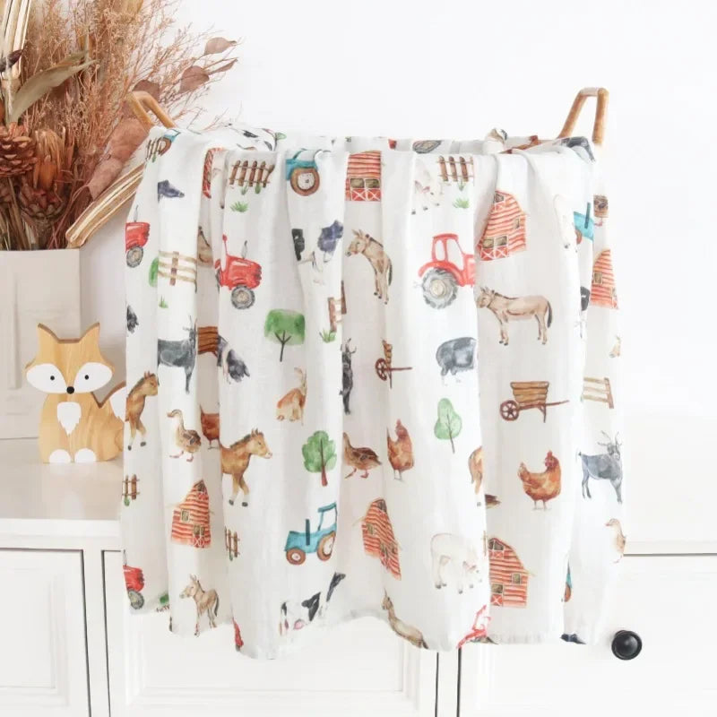 Bamboo Swaddle Blanket Baby Blankets Newborn Muslin Blanket Organic Cotton Soft New Born Wrap 5 Petal Flower for Spring