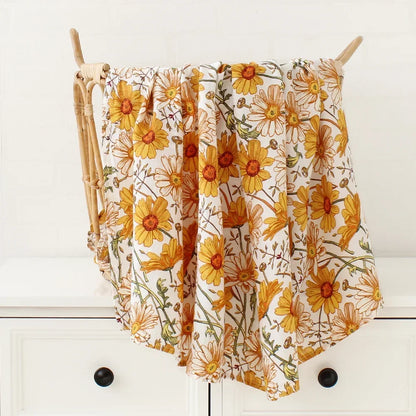 Bamboo Swaddle Blanket Baby Blankets Newborn Muslin Blanket Organic Cotton Soft New Born Wrap 5 Petal Flower for Spring