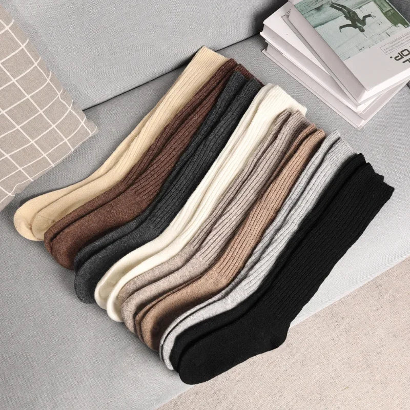 Women Long Socks Cashmere Wool Over Knee-High Stockings