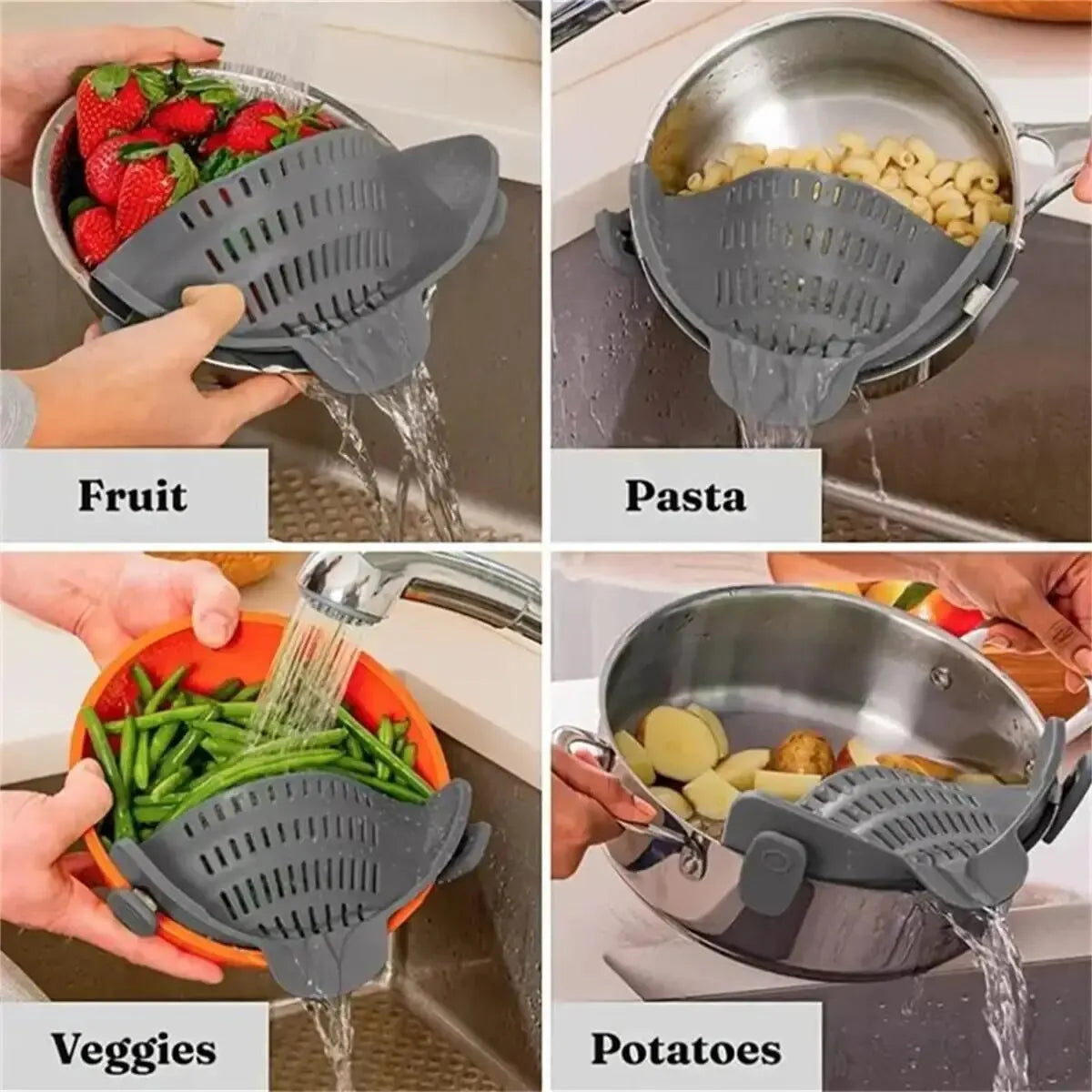 Shop Adjustable Silicone Clip-On Strainer for Easy Draining