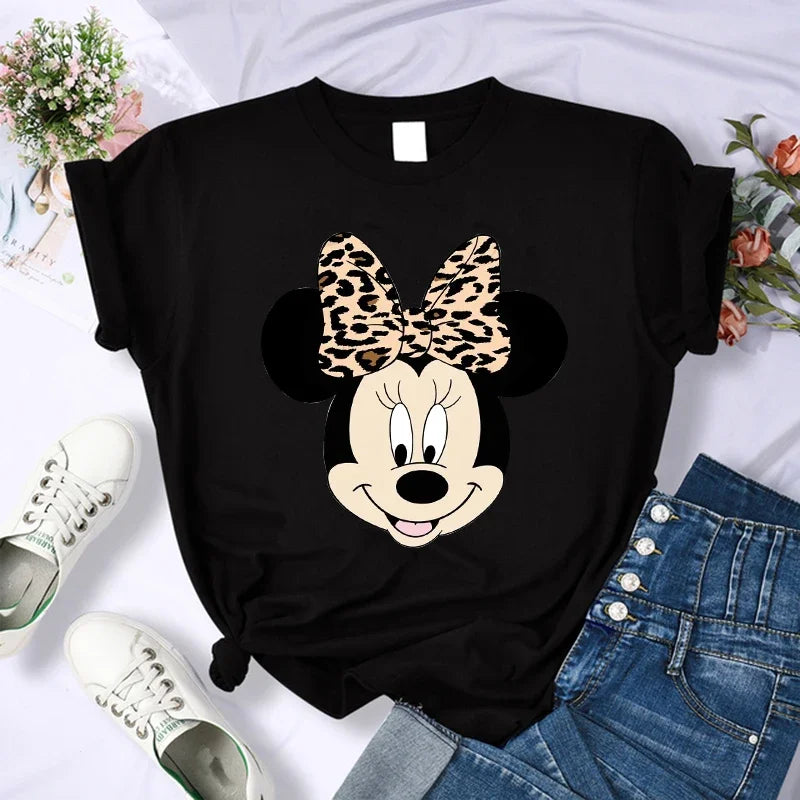 90s Y2k Mickey Print T-shirts for Women Fashion Minnie Mouse T Shirt Streetwear Female Clothes Kawaii Disney Tshirt