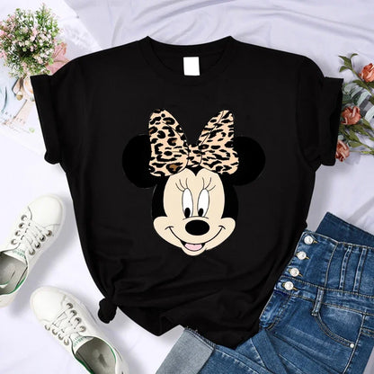90s Y2k Mickey Print T-shirts for Women Fashion Minnie Mouse T Shirt Streetwear Female Clothes Kawaii Disney Tshirt