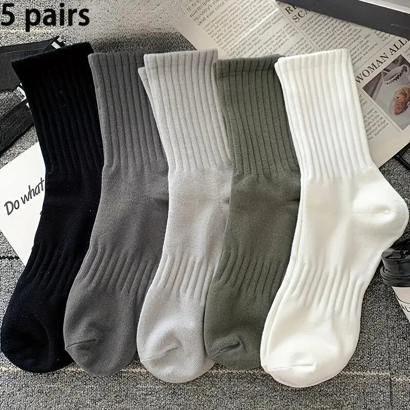 Shop Mid Tube Sports Socks for Couples – 5 Pairs, All-Season Ready