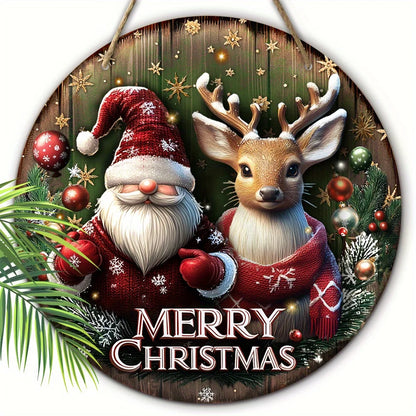 1pc Merry Christmas Santa Claus Reindeer Star Snowflake Bauble Xmas Wood Porch Wreath Flat Hanging Print Sign Painting Home