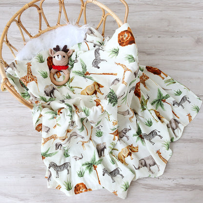 Bamboo Swaddle Blanket Baby Blankets Newborn Muslin Blanket Organic Cotton Soft New Born Wrap 5 Petal Flower for Spring