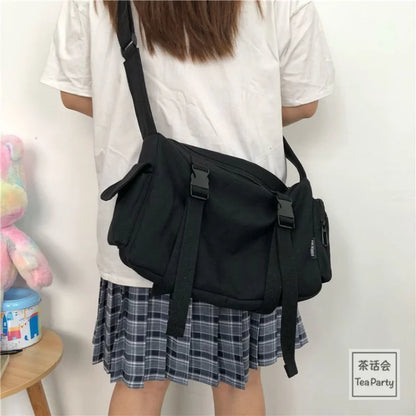 Shop Harajuku Canvas Crossbody Bag - Large Capacity Shoulder Bag