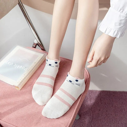 Shop Trendy Cat Ankle Socks – 5 Pair Set