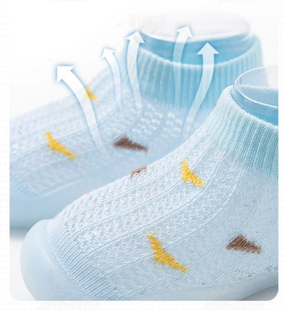 Children's Walking Shoes Baby Floor Shoes Baby Socks Shoes Non Slip Indoor Soft Sole Mesh Surface Thin Sandals One Foot Pedal