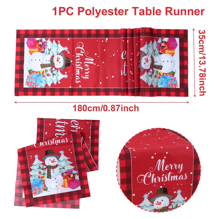 Christmas Table Runner Merry Christmas Decoration for Home Xmas Decor 2024 Navidad Notal Noel Xmas Ornament Happy New Year 2025