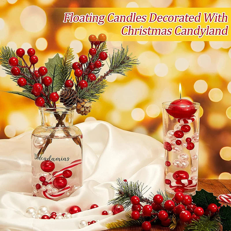 Christmas Vase Filler Pearl for Vase Candyland Pearls Water Gels Beads Floating Candles for Christmas Home Table Party Decor