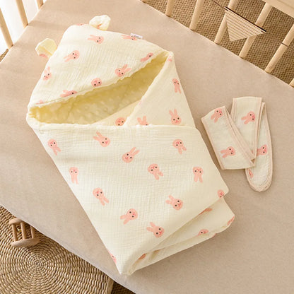 Baby Swaddle Blanket Newborn 100% Cotton Sleepin Babies Blankets Cover Infant Warm Sleep Sack With straps for 0-1Y 90*90cm