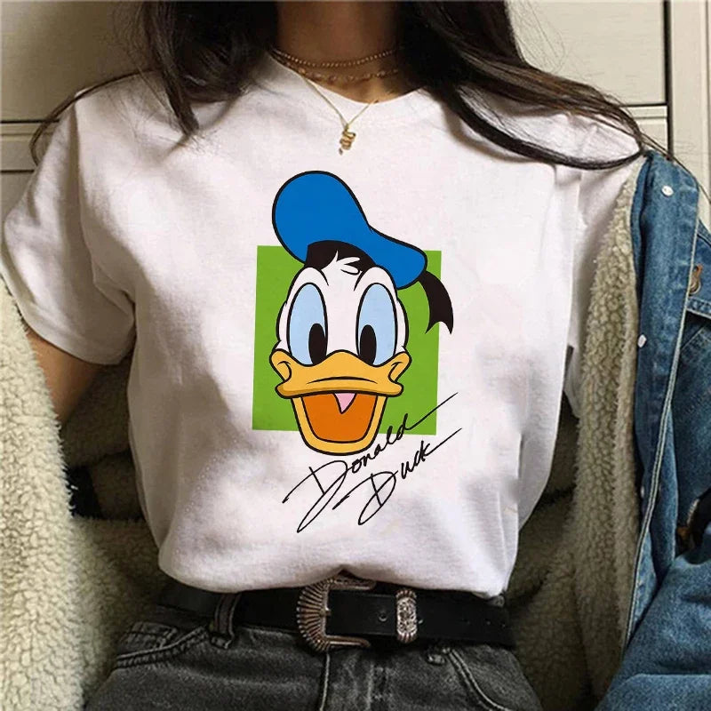 90s Y2k Mickey Print T-shirts for Women Fashion Minnie Mouse T Shirt Streetwear Female Clothes Kawaii Disney Tshirt