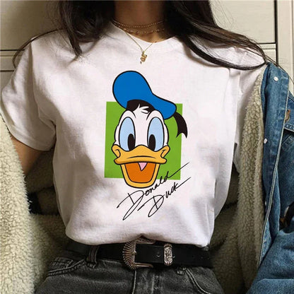 90s Y2k Mickey Print T-shirts for Women Fashion Minnie Mouse T Shirt Streetwear Female Clothes Kawaii Disney Tshirt