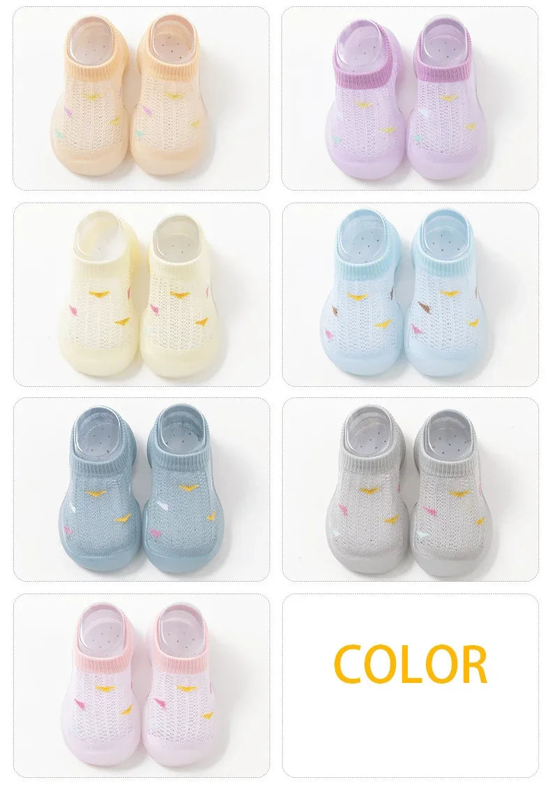 Children's Walking Shoes Baby Floor Shoes Baby Socks Shoes Non Slip Indoor Soft Sole Mesh Surface Thin Sandals One Foot Pedal