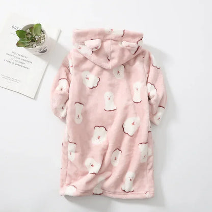Boys Girls Hooded Bathrobe Toddler Rabbit Anime Cartoon Towel Beach Children's Sleepwear Baby Kids Bath Robes Pyjamas Nightgown