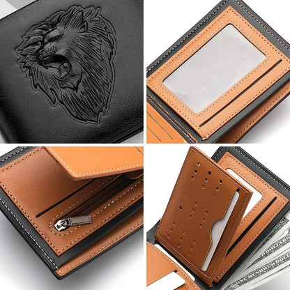 Wallet Men's Personalized Three-Fold 3D Embossed Wallet Multi-Card Credit Card Holder Zipper Coin Short Wallet Men